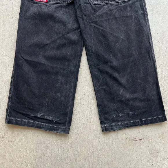 JNCO Black Pants with Red Crown Embroidery
